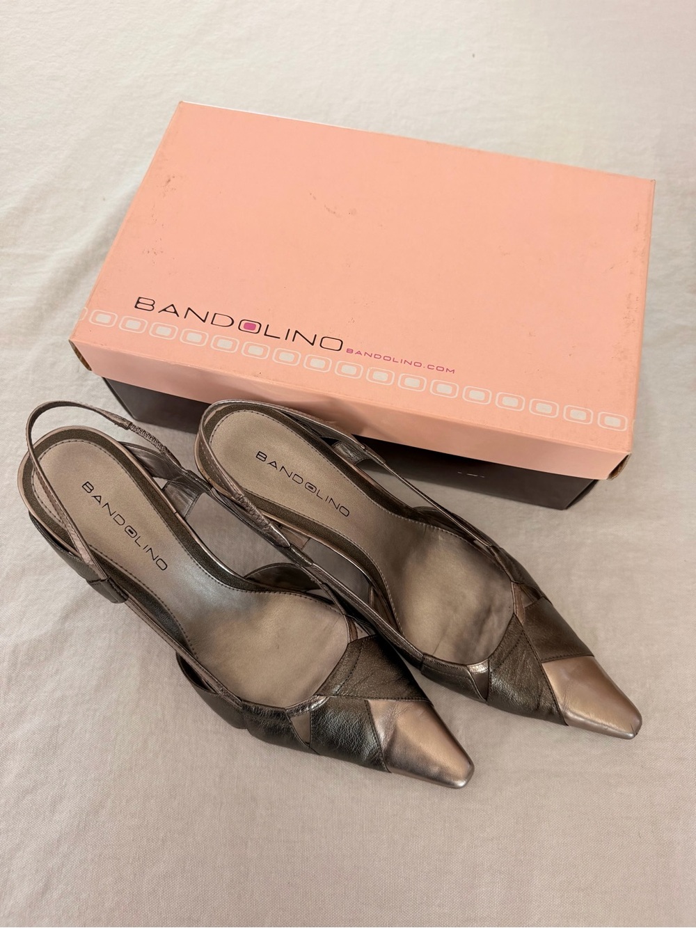 Bandolino Metallic Bronze Pointed Slingback Heels